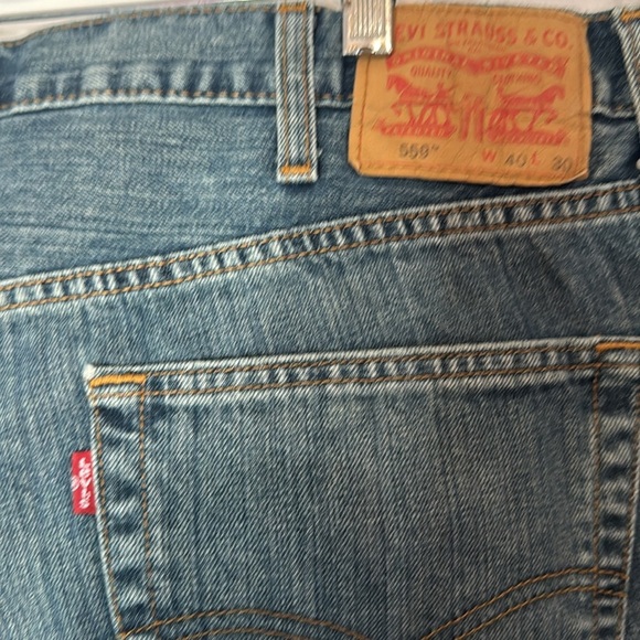 Red Tab Levi's 559 Jeans Relaxed Fit Straight Leg Stretch Blue Denim 40x30 - Picture 3 of 6